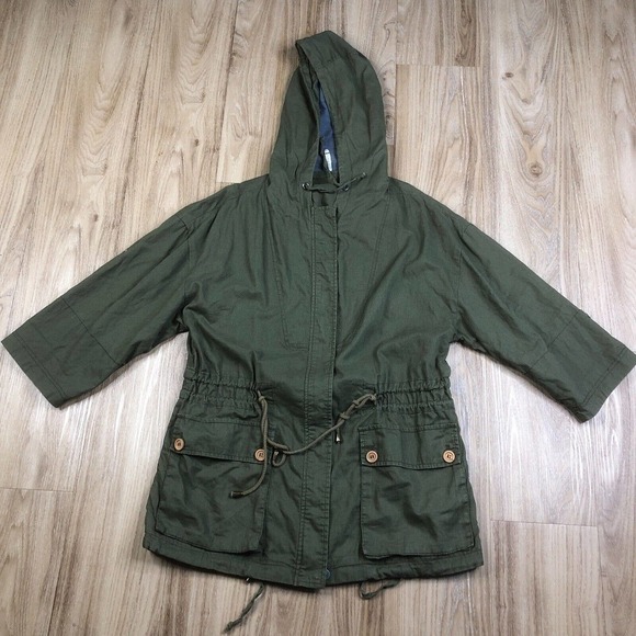 WILLOW and CLAY Women's Size M Green Utility Lightweight Full Zip Hooded Jacket - Picture 1 of 10